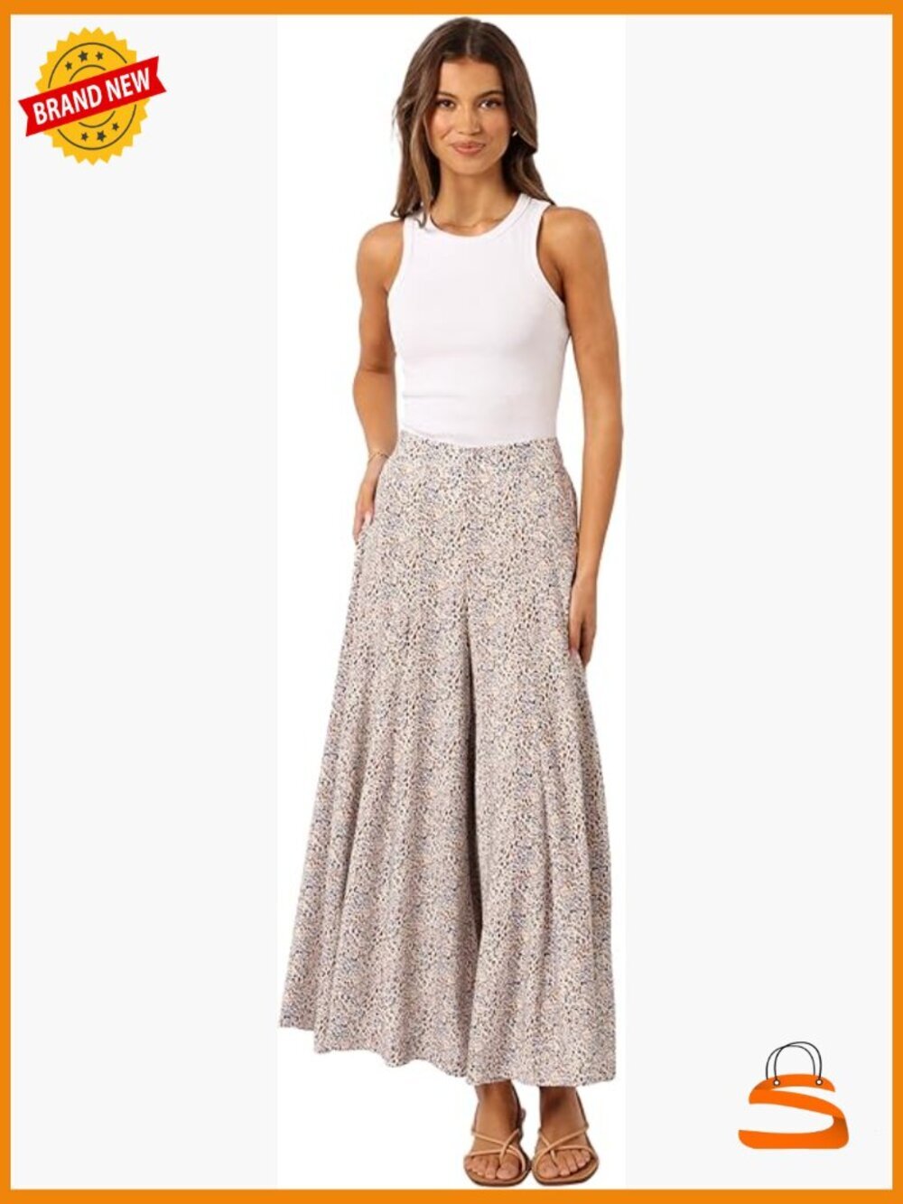 High Waisted Wide Leg Palazzo Pants with Elastic Back